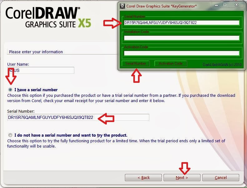 how to find corel draw x5 serial number